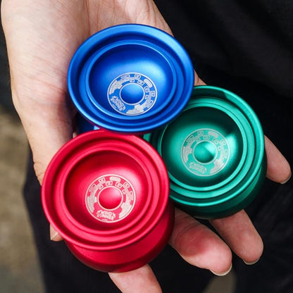 Duncan Toys Windrunner Yo-Yo [Red with Blue and Gold Splash] - Unresponsive Pro Level Aluminum Yo-Yo with Double Rim, Concave Bearing, SG Sticker Response