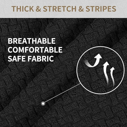 JIVINER 6-Piece Loveseat Recliner Slipcover Stretch Jacquard Recliner Sofa Cover 2 Seater Washable Reclining Couch Cover with Pocket Fitted Furniture Protector Cover (Loveseat Recliner, Black)