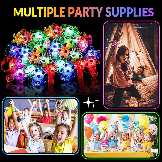 36 Pack LED Light Up Fidget Spinner Wristbands Party Favors for Kids 4-8 8-12, Glow in Party Supplies, Return Gifts for Kids Birthday Halloween