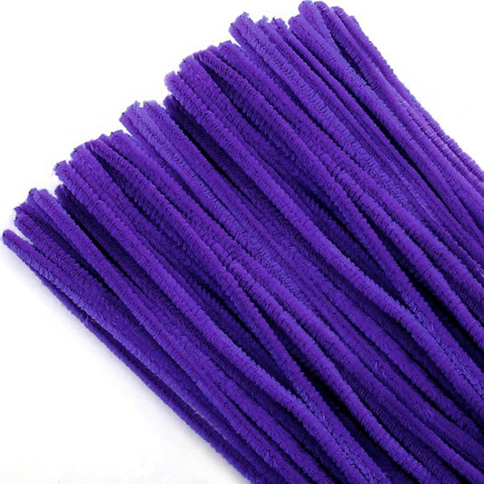 TOAOB 100pcs Pipe Cleaners Purple Pipe Cleaners Chenille Stems 6mm x 12 Inch Pipe Cleaners Craft Supplies for Art DIY Crafts Decorations
