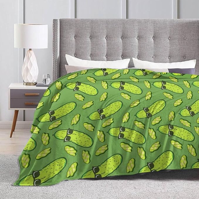 Pickle Blanket for Women Men, Cute Pickle Themed Design Printed Throw Blankets for Teens Adults Lap, Couch Bed, Warm Soft Cozy Blanket, 60"x 80"