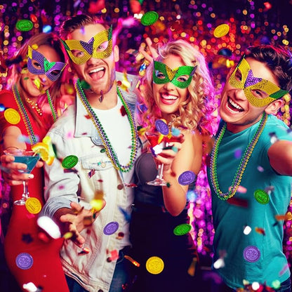 MGparty 168 PCS Mardi Gras Accessories - Masks Beads Necklaces Coins Tattoos Carnival Parade Masquerade Party Decorations Supplies