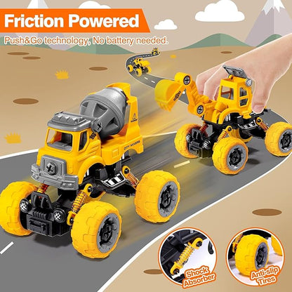 LUDILO 4PCS Take Apart Toys for 4 Year Old Boys Construction Toys with Electric Drill DIY Assembly Building Stem Toys Trucks Gifts for 3 4 5 6 7 8 Year Old Boys Girls Kids Learning Educational Toys