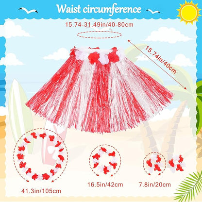 Fortuning's JDS Hawaiian Hula Grass Skirt for Girls Elastic Flower Costume Kids Outfits for Luau Tropical Beach Party Decor