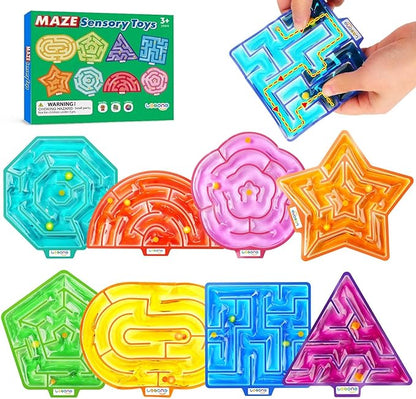 Sensory Toys Fidget Autism Toy for Kids: 8 Pack Gel-Filled Maze Squeeze Sensory Toys for Children - Calming Fidget Toys for Classroom