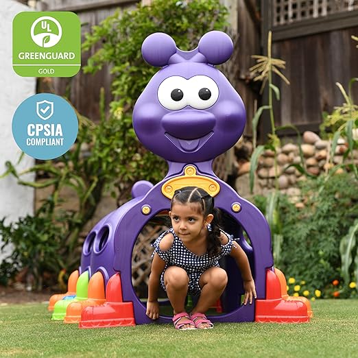 ECR4Kids ELR-12511 Indoor/Outdoor Peek-A-Boo Caterpillar Climbing Play Structure for Kids, Purple