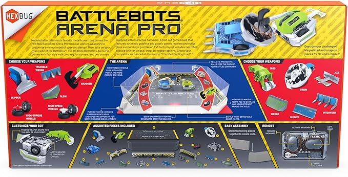 HEXBUG BattleBots Arena Pro, Remote Control Robot Toys for Kids with Over 100 Configurations, STEM Toys for Boys & Girls Ages 8 & Up, Batteries Included