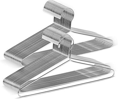 KEETDY 50 Pack Metal Hangers Coat Hangers Heavy Duty Stainless Steel Clothes Hanger for Closet Clothing Shirt Suit Pant 16.4 Inch