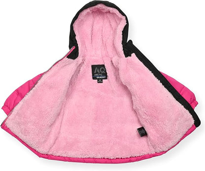 Arctic Quest Little Girls Bib Snow Pants and Ski Jacket Water-Resistant Snowsuit For Kids Winter Jacket For Girls