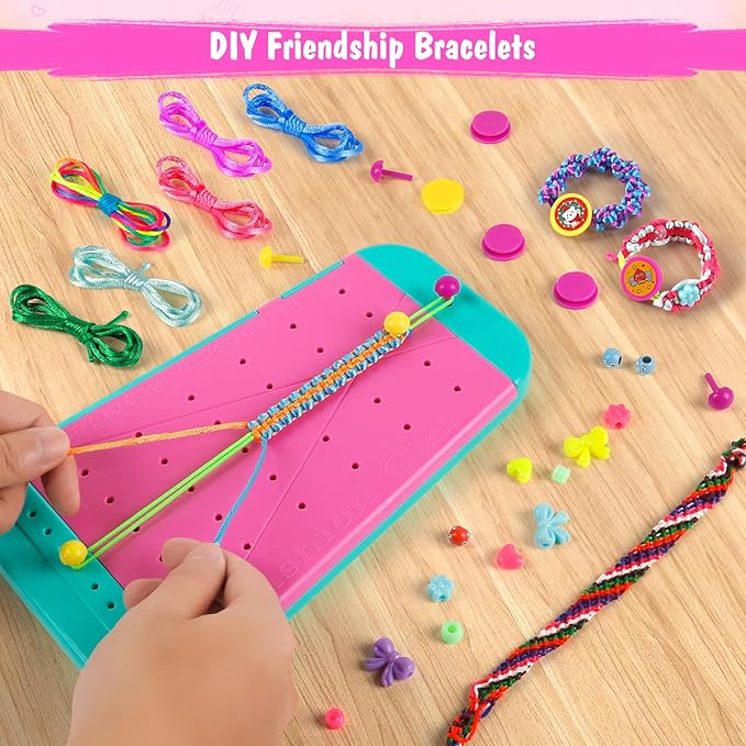 M SANMERSEN 2 in 1 Friendship Bracelet Making Kit for Girls, Arts and Crafts for Kids Ages 8-12, Birthday Gifts Ideas for Girl 8 9 10 11 12 Year Old, Bracelet DIY, Kids Bracelets String Maker Toys