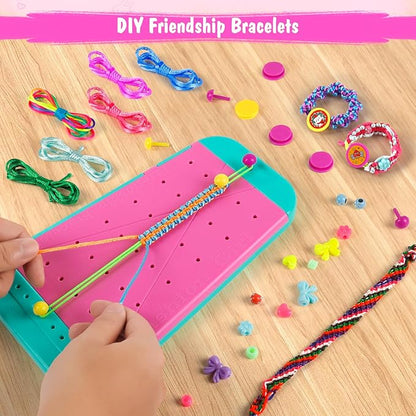 M SANMERSEN 2 in 1 Friendship Bracelet Making Kit for Girls, Arts and Crafts for Kids Ages 8-12, Birthday Gifts Ideas for Girl 8 9 10 11 12 Year Old, Bracelet DIY, Kids Bracelets String Maker Toys