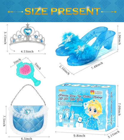 Kids Makeup Kit for Girls Princess Dress Up for Girls, BIBUTY Pretend Play Fake Makeup Set Toy for Girls with Princess Dress Costume Princess Shoes Crown, Princess Toy Gift for 3-6 Toddler Little Girl