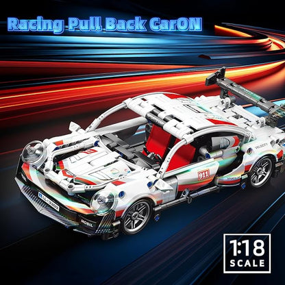 540 Piece Sports Car Model Building Kit for Kids,Teens and Adults,MOC 1:18 Racing Pull Back Car Model Building Set,STEM Educational Building Toy Car,Christmas Birthday Gift for Boy Girl Age 6+