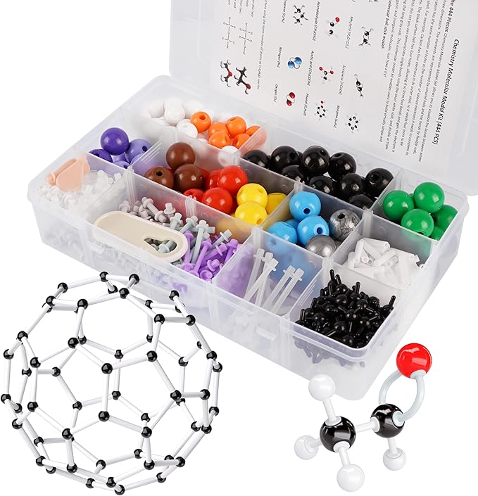 Molecular Model Kit, 444 Pcs Organic Molecular Chemistry Set, Atom Element Model Kit for Lessons in Chemistry, Molecular Structures Building kit, Ochem Science Gift for Teachers and Students
