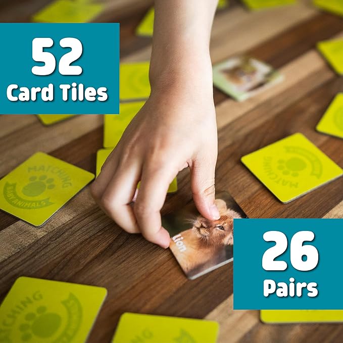 Chuckle & Roar - Matching Game Baby Animals - Board Game for Kids 3 and up - Concentration Game for Toddlers - Preschool Game