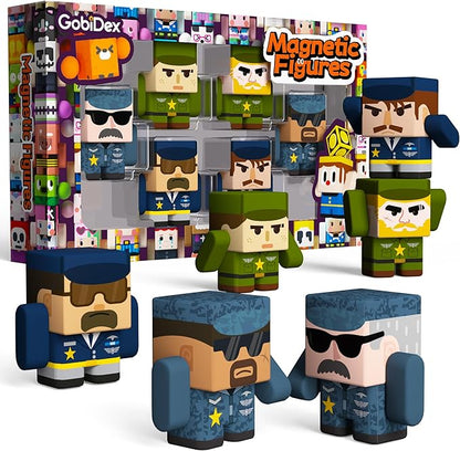 GobiDex Magnetic Army Men Action Figures, Military Toy Soldiers Expansion Pack, Compatible with Magnetic Building Blocks, STEM Army Toys for Boys Girls, Fun Toddler Kids Gifts Ages 3+