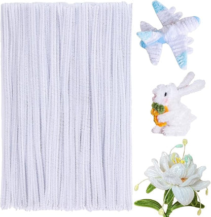 180 Pieces Pipe Cleaners Chenille Stem, White Pipe Cleaners, Craft Pipe Cleaners, 11.8inch Christmas Pipe Cleaners Chenille Stems for DIY Art Crafts Decorations Supplies (White)