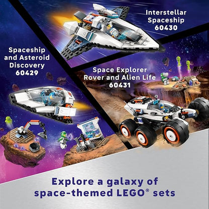LEGO City Spaceship and Asteroid Discovery Toy Building Set, Gift for Kids Ages 4 Years Old and Up who Love Pretend Play, Includes 2 Space Crew Minifigures, Alien, Crystals, and Crane Toy, 60429