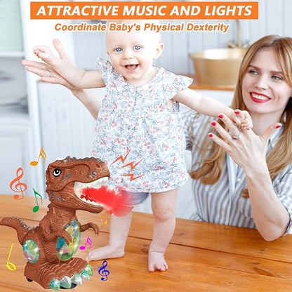 Dinosaur Toys for Kids 3-4 Year Old Boy,Roar Music and Lights Toddler Toy for Boys Girls,Moving Dino Baby Toy with Mist Spray & 1 Wheel,Electric Dinosaur Toy for Kids 3-5 Christmas Birthday Gifts