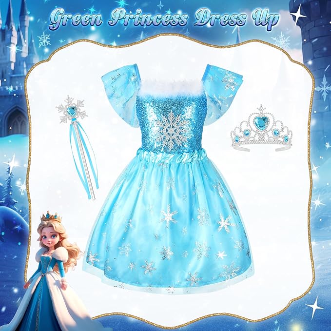 Princess Dress Up Clothes for Little Girls: Princess Costume for Girls Toddler, Unicorn Costume & Mermaid Costume, Girl Toys Age 3 4 5 6 Year Old Girl Birthday Gifts with Cape, Jewelry, etc