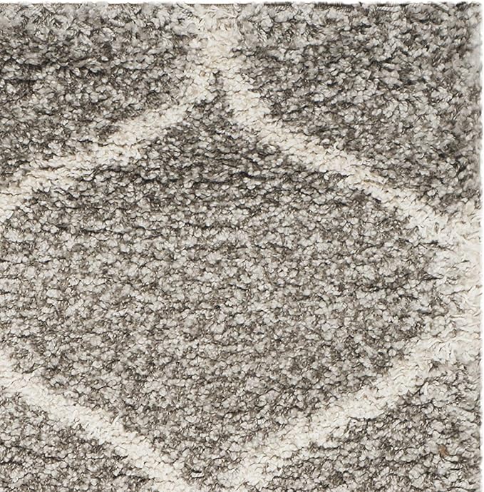 SAFAVIEH Hudson Shag Collection Runner Rug - 2'3" x 14', Grey & Ivory, Moroccan Trellis Design, Non-Shedding & Easy Care, 2-inch Thick Ideal for High Traffic Areas in Living Room, Bedroom (SGH280B)