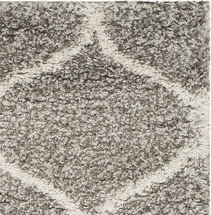 SAFAVIEH Hudson Shag Collection Runner Rug - 2'3" x 14', Grey & Ivory, Moroccan Trellis Design, Non-Shedding & Easy Care, 2-inch Thick Ideal for High Traffic Areas in Living Room, Bedroom (SGH280B)