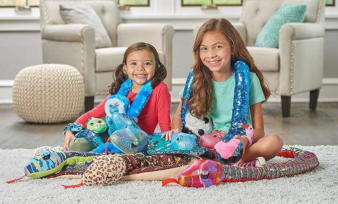 Wild Republic Sequin Monkey Plush, Stuffed Animal, Sensory Plush Toy, Gifts for Kids, Green, 22 inches , Blue