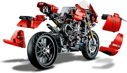 LEGO 42107 Technic Ducati Panigale V4 R Motorbike, Collectible Superbike Display Model Building Kit with Gearbox and Working Suspension, Gift Idea, 10 year +