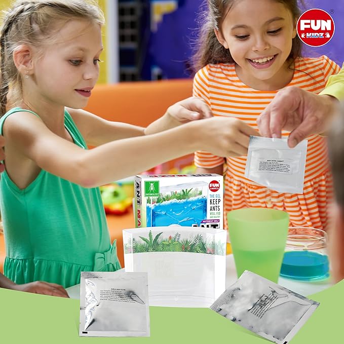 Science Ant Farm Kit for Live Ants, FunKidz Ant Colony Habitat Kit for Kids Gel Bug Terrarium House Watch Ants Dig Tunnels Entomology Learning Toys for Boys Gift