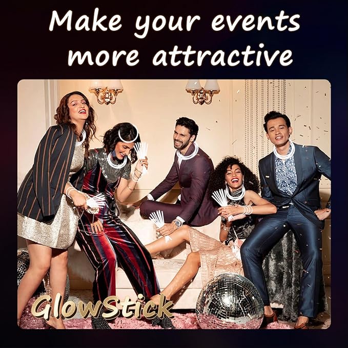 75 Glow Sticks Bracelets and Necklaces, 8'' Glowsticks Bulk Pack Bright Glow in the Dark Party Supplies for Kids (White)