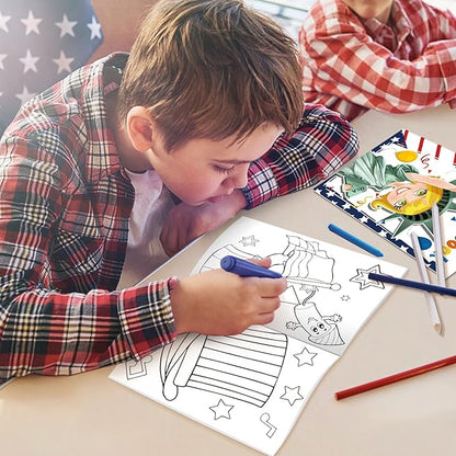 Fourth of July Coloring Books Kids Indoor Activities at Home Party Favors Gift Supplies 24 Pack