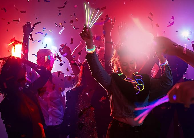 300 Pc 8” Ultra Bright Glow Sticks Bulk Party Pack - Halloween Glow in The Dark Party Favors - Glowsticks Party Supplies Pack Necklaces and Bracelets