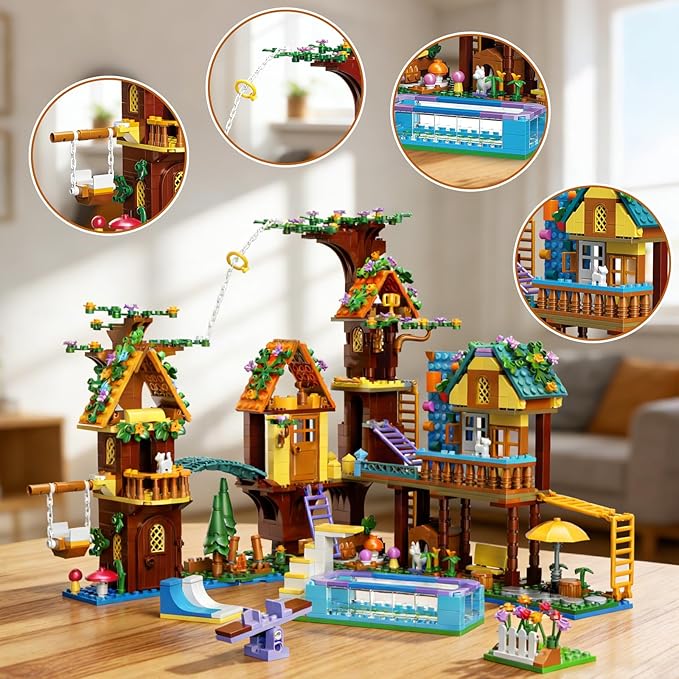 Tree House Building Set Compatible with Lego Friend, 947 PCS Adventure Camp Building Toy, Forest House Building Kit Birthday Gift for Adult Age 14+ Years