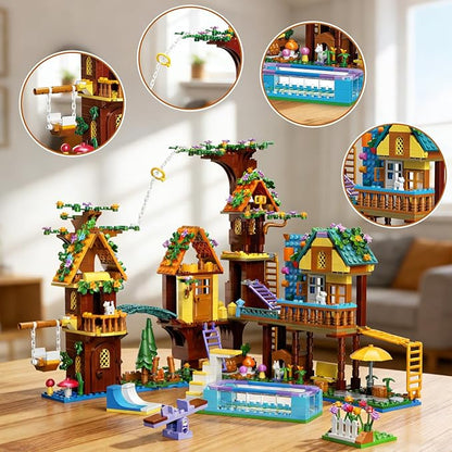 Tree House Building Set Compatible with Lego Friend, 947 PCS Adventure Camp Building Toy, Forest House Building Kit Birthday Gift for Adult Age 14+ Years