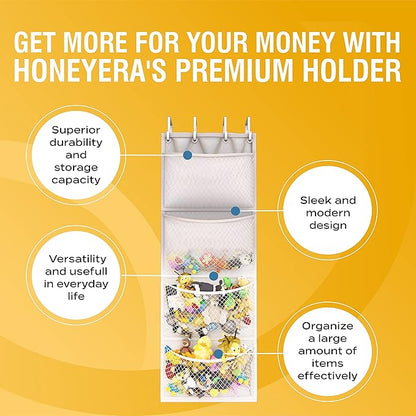 Honeyera The Original Stuffed Animal Storage (Patented) - Over Door Organizer for Stuffies, Baby Ideas Holder, Toy Plush Hammock Hanging Net Big Girls Toddler Large Bag Animals Stuffy Behind