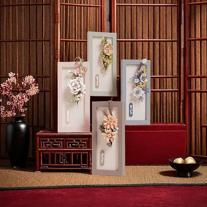 Painting Wall-Hangable Four Seasons Flowers Idea Frame Building Blocks, Wall-Hangable Wall Art Flower Frame Series, Lily、Orchid and Rose, Compatible with Lego 630 Building Accessory (185 PCS)