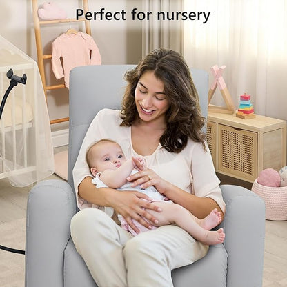 Power Swivel Glider Chair Nursery, Swivel Rocker Recliner with USB Ports, Rocking Chair with Microfiber Leather, Waterproof, Living Room, Nursery - Grey