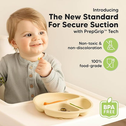 KeaBabies Suction Plates for Baby, Toddler - 3-Pack 100% Silicone Toddler Plates, Divided Baby Plates with Suction, Silicone Plates for Baby, Kids, BPA-Free, Microwave, Dishwasher Safe (Dusk)