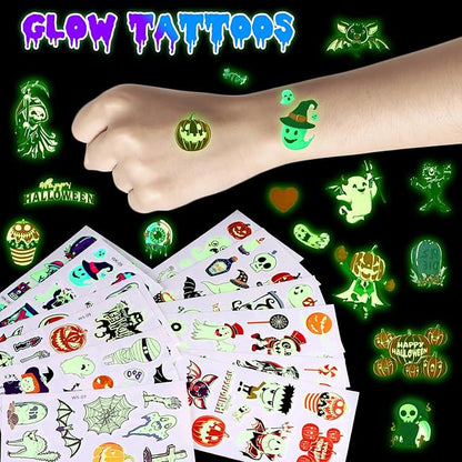 Halloween Light Up Toys Party Favors - 60PCS LED Trick or Treat Party Suppliers for Kids Gift Exchange Classroom Halloween Goodie Bag Fillers Glasses Bracelets Necklace Rings and Tattoos