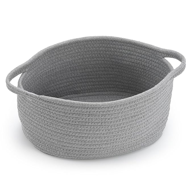 Happyiren Cute Woven Storage Basket with Handle, Baskets for Gifts Empty, Gift Baskets for Valentines Day Birthday Baby Shower Raffle Burr Fundraiser, Decorative Organizer Box for Baby Toy Pet