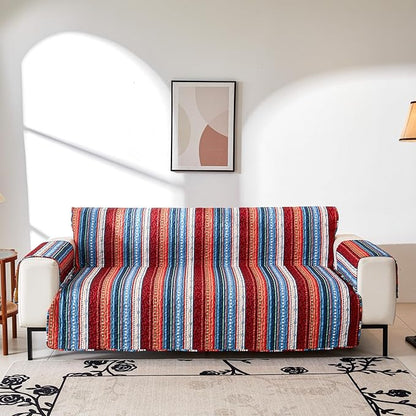 EVENHUG Boho Loveseat Sofa Cover Sofa Slipcover Washable Couch Cover 2 Cushion Sofa Furniture Protector Cover with Elastic Straps for Pets Kids Dog Cat (Loveseat)