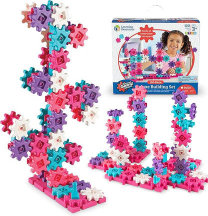 Learning Resources Gears! Gears! Gears! Deluxe Building Set Pink - Toddler Building Toys, STEM Activities, Fine Motor Skills, Critical Thinking, Birthday Gift Idea for Girls and Boys