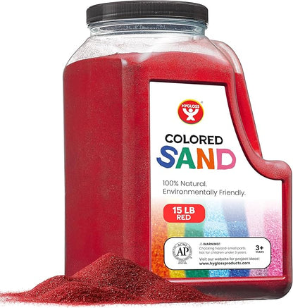 Hygloss Colored Play Sand – 15 lb Red Craft Sand for Sand Art, Christmas Gifts & Decorations, DIY Projects, Classroom Activities, and Plant Décor – Fine, Non-Toxic Sand, Safe for Kids Ages 3+
