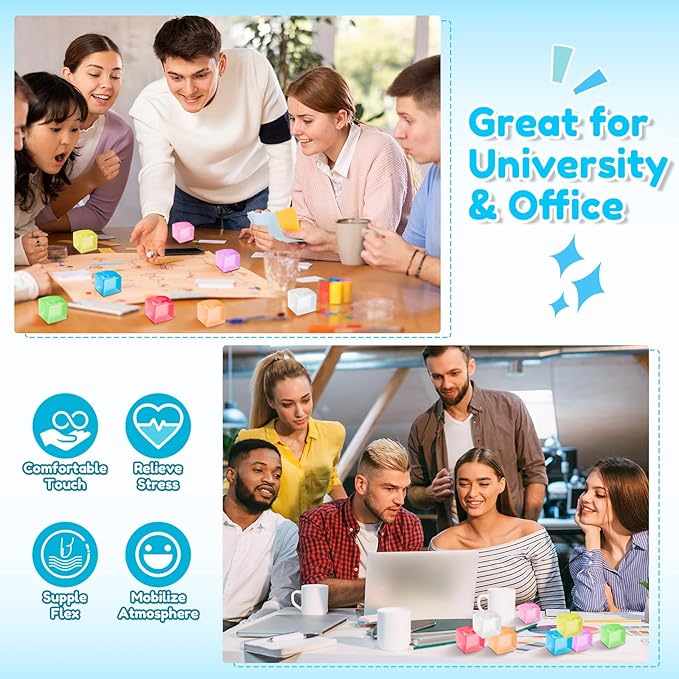 Simgoing 96 Pcs Mini Ice Cube Stress Balls Bulk Fidget Squeeze Square Ball Stress Relief Sensory Playthings Ice Cube for Adults Birthday Valentines Gifts Party Favor Prize Bags Box Filling, 8 Colors