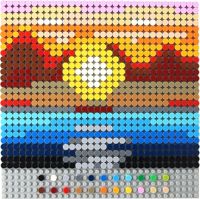 Feleph Custom 1×1 Round Flat Tiles 2200PCS Bricks MOC Parts and Pieces, 22 Colors Bulk Studs Building Accessories for Smooth Surface, Mosaics and Pixel Art Toy Dots Compatible with Major Brands 98138