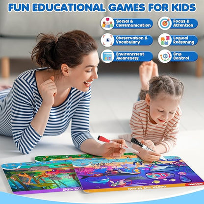Preschool Learning Activities Search and Find Books, Travel Game for Road Trip Car Airplane, Busy Book Activity Books Birthday Gifts for Kids Ages 3-8
