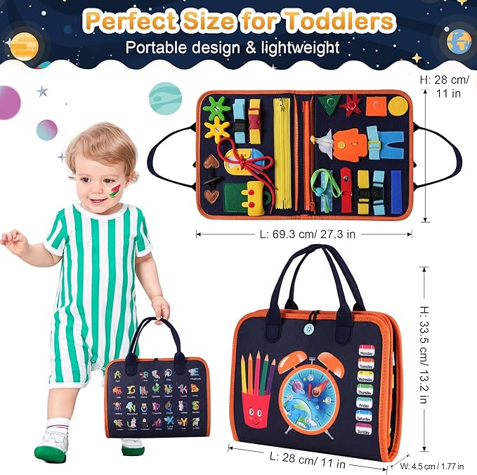 Toddler Busy Board Montessori Toys: for Toddlers 1-3 Year Old Educational Activity Book Sensory Board Travel Toy Ages 3-4 3-5 Learning Fine Motor Skills Preschool Quiet Book Gift for Boys Girls Kids