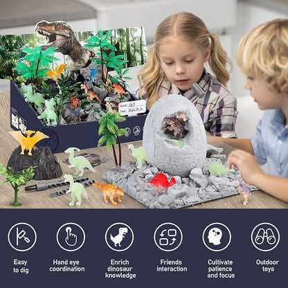Jumbo Dino Eggs Dig Kit, Dinosaur Toys for Kids 5-7 8-12, 2 Dinosaur Eggs Excavation with Digging Tools, Educational STEM Toys for Boys Girls Birthday, Christmas, Easter Gift