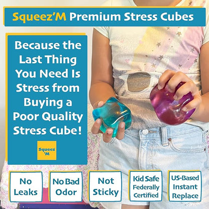 Premium Big Block Squeez'M Cube – 35% Larger Than The Standard Squishy Cube, Toy for Kids & Adults - Sensory Fidget for Stress Relief, Focus & Play – Colorful, Durable, Gift-Ready – ASTM Certified 3+