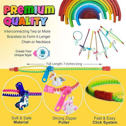 UpBrands 36 Unicorn Zipper Bracelets with 36 Valentine's Day Cards - Sensory Fidget Valentine's Favors and Gifts for Kids Classroom Exchanges